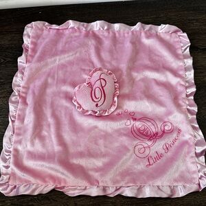 Disney Pink Princess Lovey Security Blanket Satin Edges W Mini Heart Pillow Rare